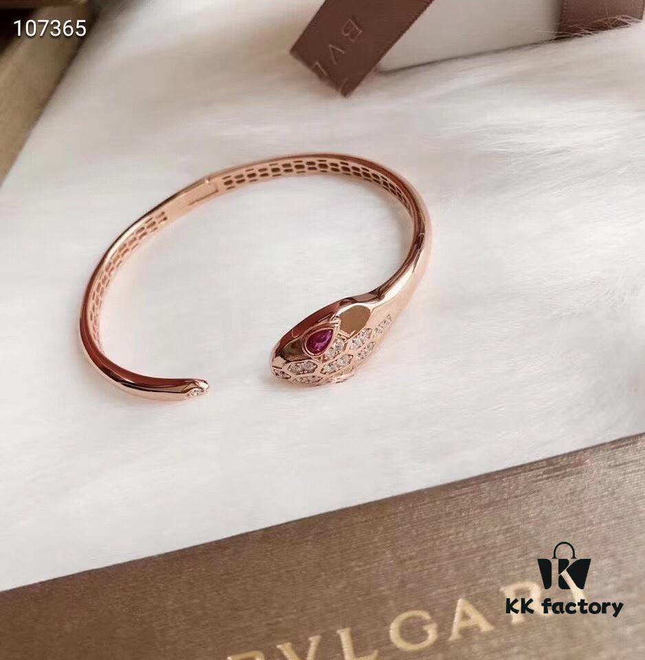 692fc54f99f2d84055c889a0 Bvlgari Serpenti Series Ruby Eyes Snake Bracelet, Top-Tier Version, Superb Craftsmanship, Premium German Imported S925 Sterling Silver with 18K Rose Gold Plating