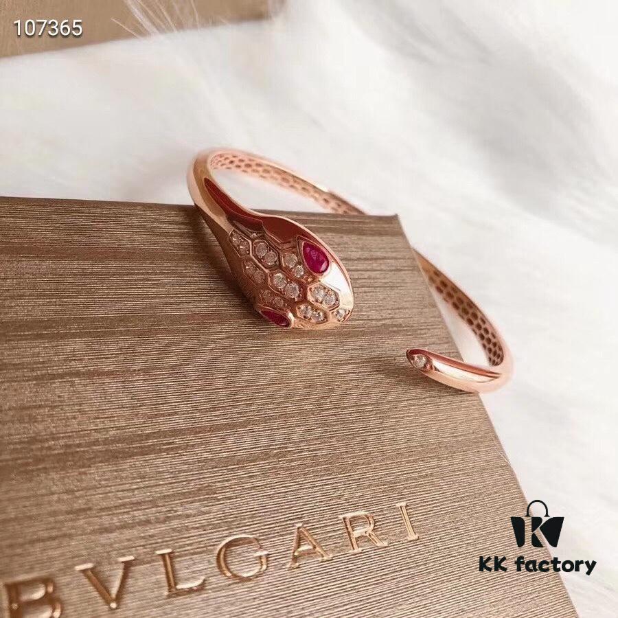 692fc55299f2d84055c889a4 Bvlgari Serpenti Series Ruby Eyes Snake Bracelet, Top-Tier Version, Superb Craftsmanship, Premium German Imported S925 Sterling Silver with 18K Rose Gold Plating
