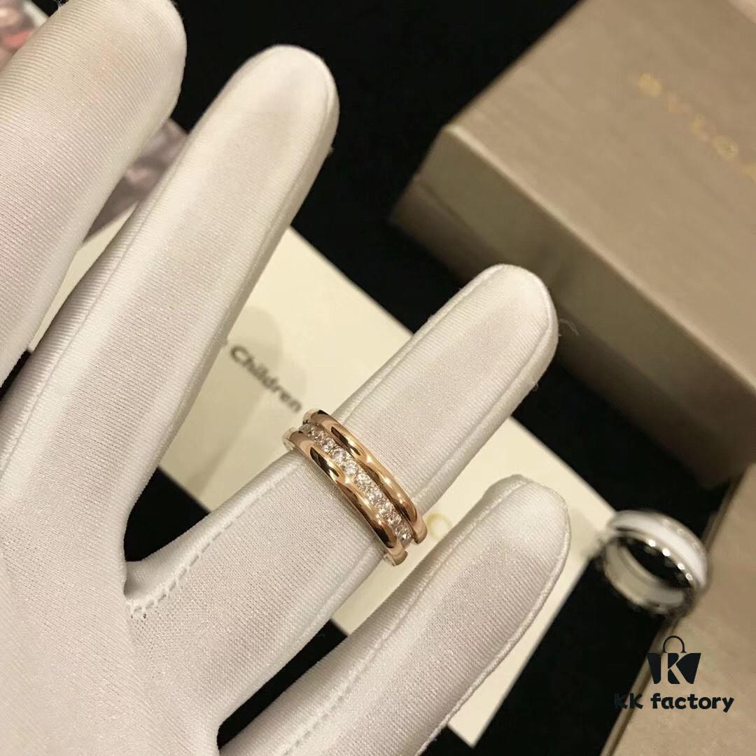 692fc55a99f2d84055c889b5 BVLGARI Bulgari Classic Letter Full Diamond Ring, Highest Quality Version, Cabinet Custom-Made 1:1, Available in Rose Gold and White Gold