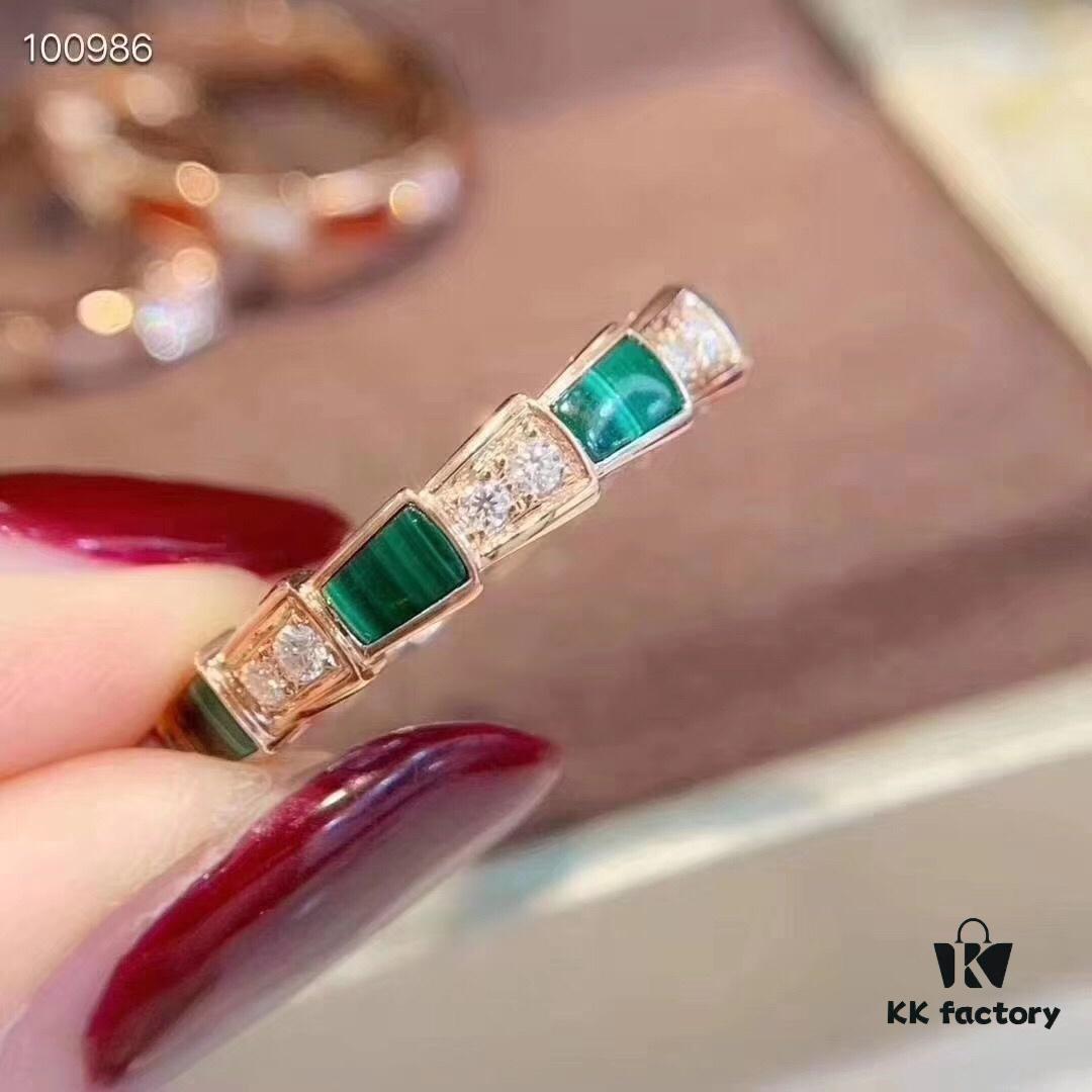 692fc56299f2d84055c889c1 Luxury Level Three-Color Natural Shell Agate Ring BVLGARI Serpenti Design 925 Sterling Silver Thick Gold Plated Diamond-Cut Elegant Women's Ring