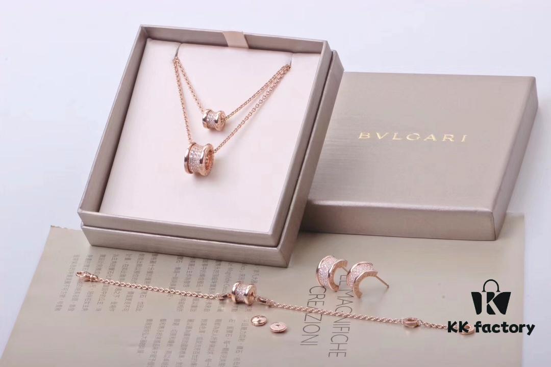 692fc56499f2d84055c889c4 Bvlgari Full Diamond Set: Earrings, Bracelet, Necklace in Small and Large Sizes - 18K Gold with Imported 925 Sterling Silver, Heavy Gold Plating, Top-Tier Craftsmanship
