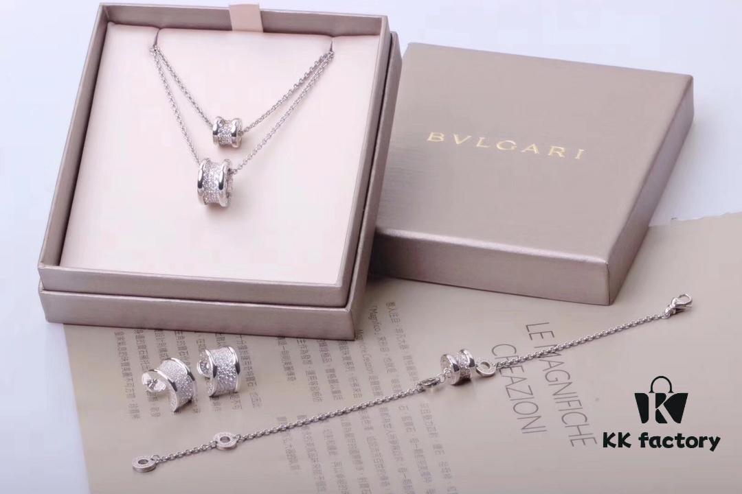 692fc56699f2d84055c889ca Bvlgari Full Diamond Set: Earrings, Bracelet, Necklace in Small and Large Sizes - 18K Gold with Imported 925 Sterling Silver, Heavy Gold Plating, Top-Tier Craftsmanship