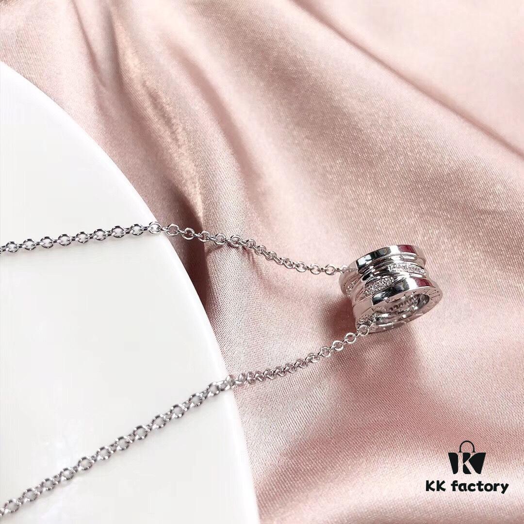 692fc58b99f2d84055c88a00 New Arrival! Bvlgari B.zero Design Legend Series Diamond-Paved Spiral Rose Gold and White Gold Necklace
