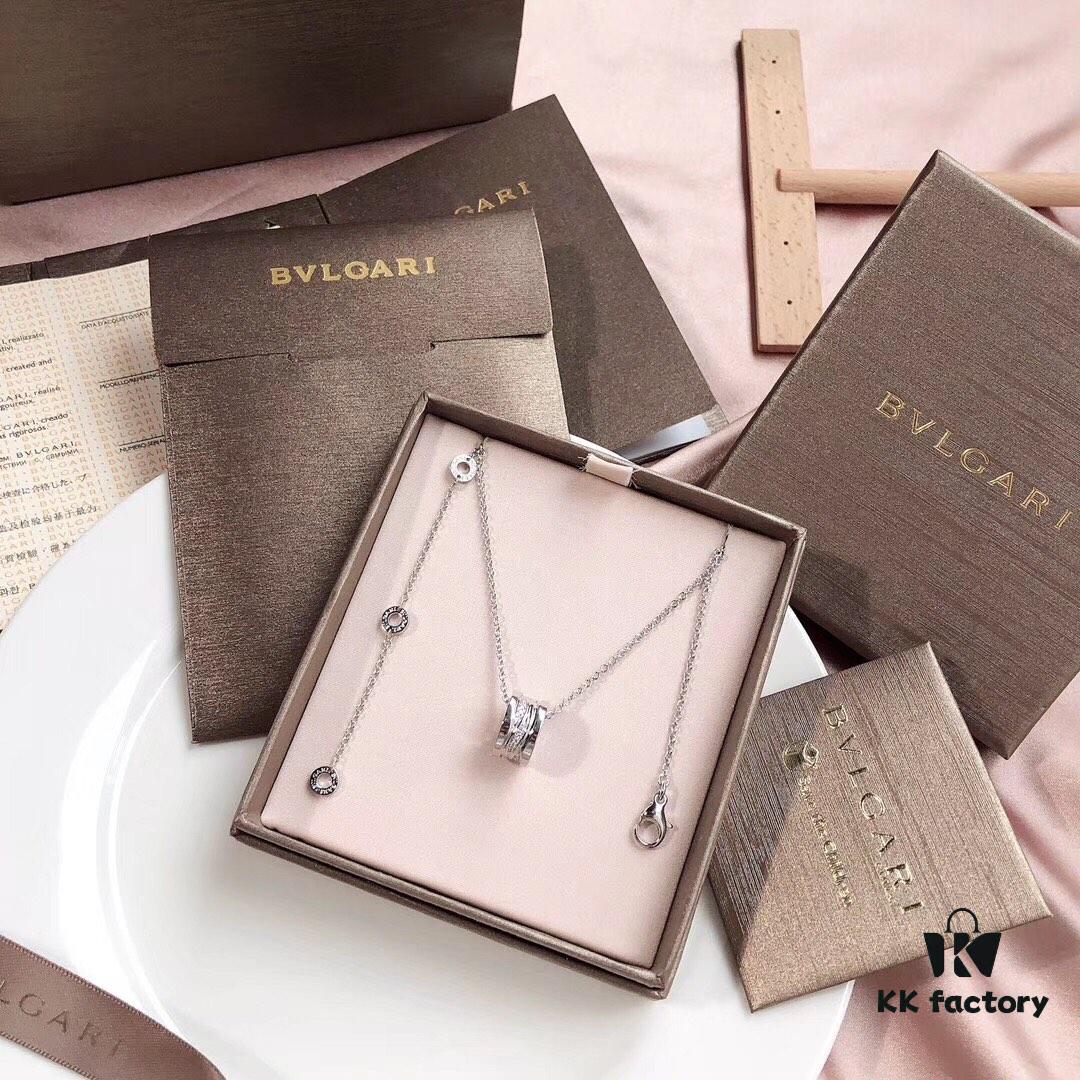 692fc58b99f2d84055c88a02 New Arrival! Bvlgari B.zero Design Legend Series Diamond-Paved Spiral Rose Gold and White Gold Necklace