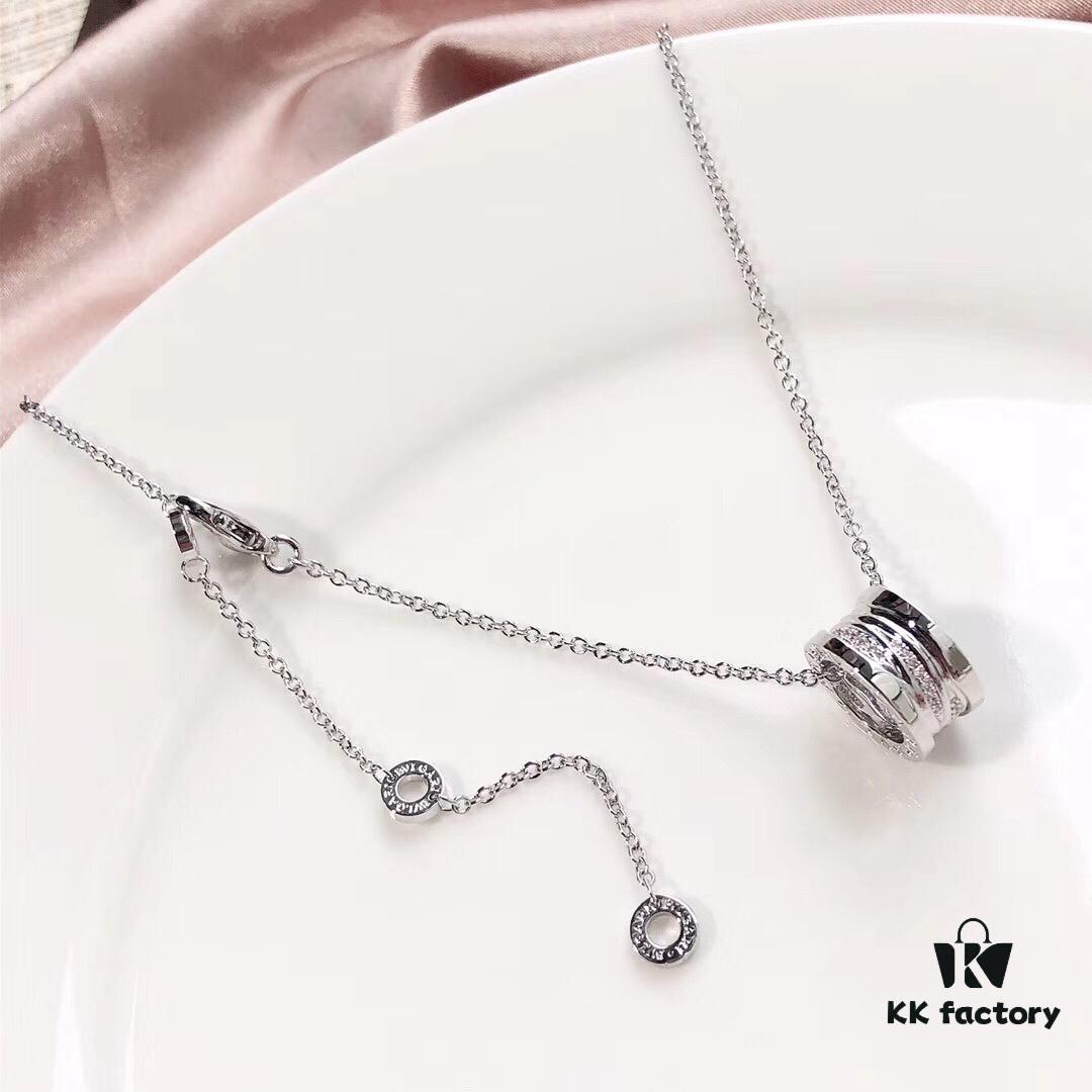 692fc58d99f2d84055c88a05 New Arrival! Bvlgari B.zero Design Legend Series Diamond-Paved Spiral Rose Gold and White Gold Necklace