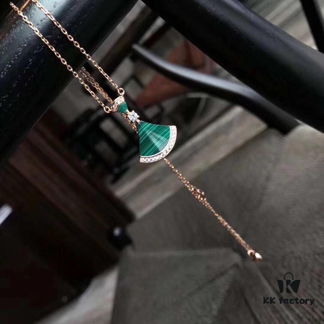 Bvlgari Silver Edition Pendant Necklace, 925 Sterling Silver with 18K Gold Plating, Swarovski Crystals and Natural Mother-of-Pearl Inlay