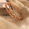Bvlgari Serpenti Viper Full Diamond Snake Bone Bracelet in S925 Silver with 18K Gold Plating