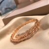 Bvlgari Serpenti Viper Full Diamond Snake Bone Bracelet in S925 Silver with 18K Gold Plating
