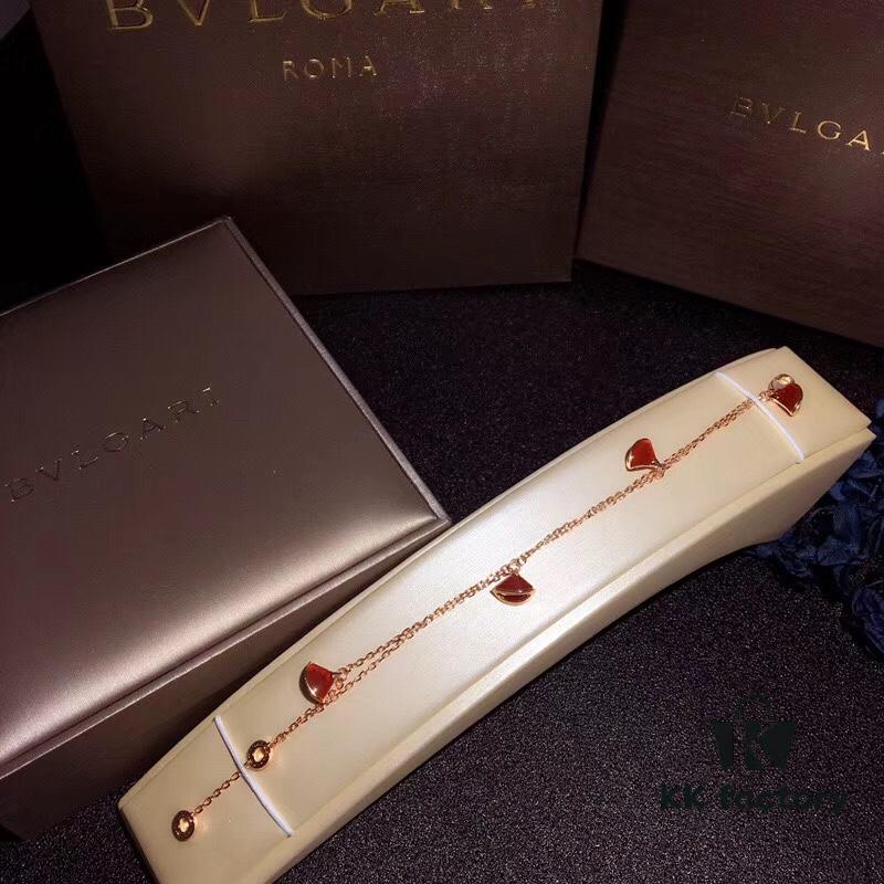 Bulgari Diva Series Dual-Sided Shell and Agate Four-Flower Bracelet, High-End Custom 925 Sterling Silver Plated 18K Rose Gold, Elegant and Versatile