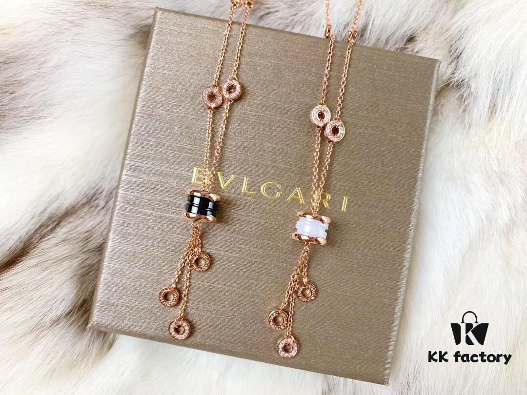 692fc5d599f2d84055c88a77 Bvlgari Black Ceramic Tassel Necklace in 925 Sterling Silver with 18K Gold Plating