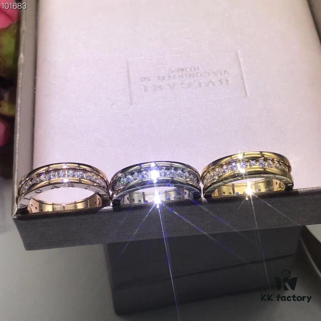 692fc5dd99f2d84055c88a81 BVLGARI Bulgari Classic Letter Full Diamond Ring, Highest Quality Version, Cabinet-Level Customization, Available in Rose Gold, White Gold, and Yellow Gold