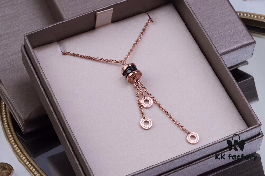 692fc5e299f2d84055c88a87 Bvlgari Black Ceramic Tassel Necklace in 925 Sterling Silver with 18K Gold Plating