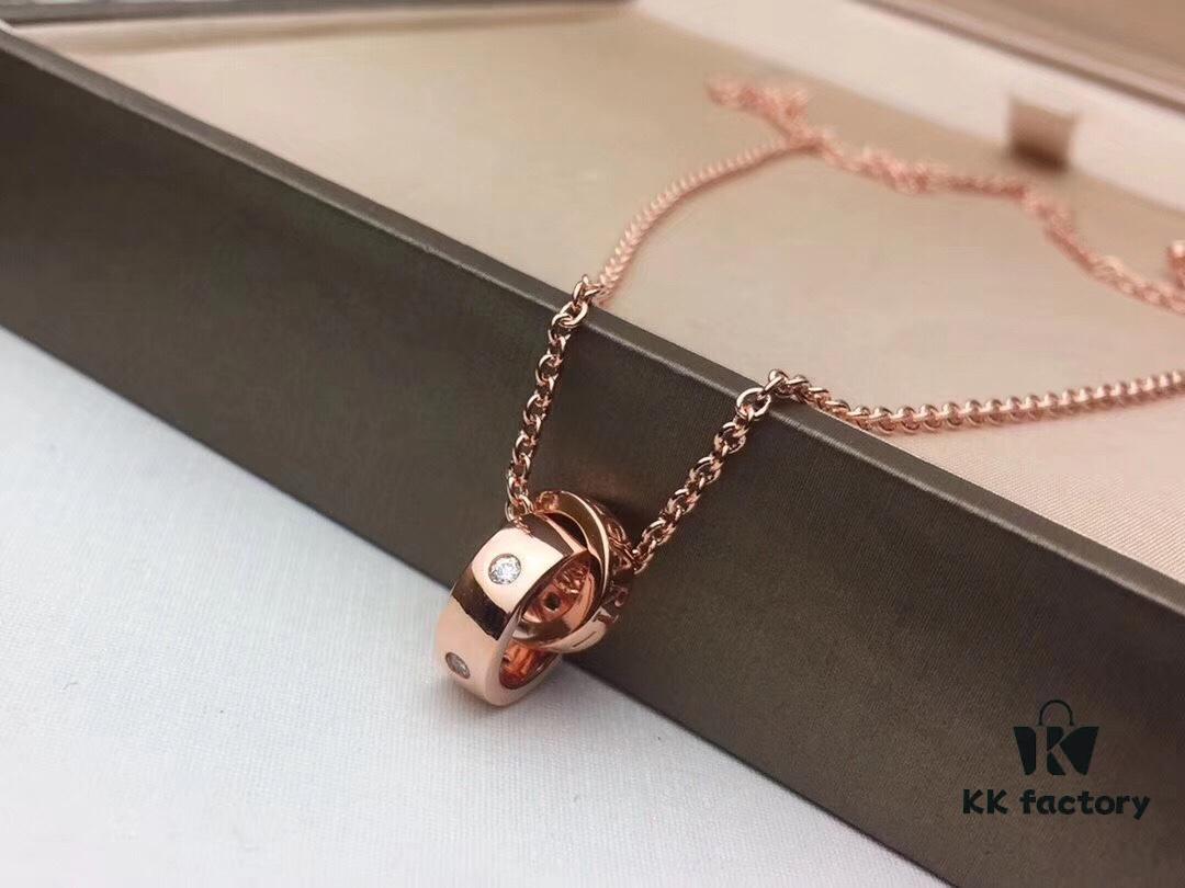 692fc5e899f2d84055c88a91 Bvlgari Double Ring Necklace ✈️ New Arrival CNC Craftsmanship White Diamond Double Ring Gemstone Necklace Summer Fresh Collection Latest Bestseller Comparable to Authentic Version