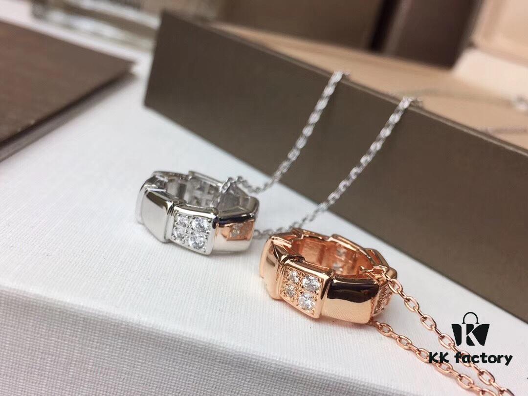 692fc61299f2d84055c88ad2 Bulgari BVLGARI 2019 Sexy Snake Bone Necklace with Diamond-Set Design, Premium Custom Craftsmanship, 18K Rose Gold and White Gold Plated Brass, Original Buckle Design
