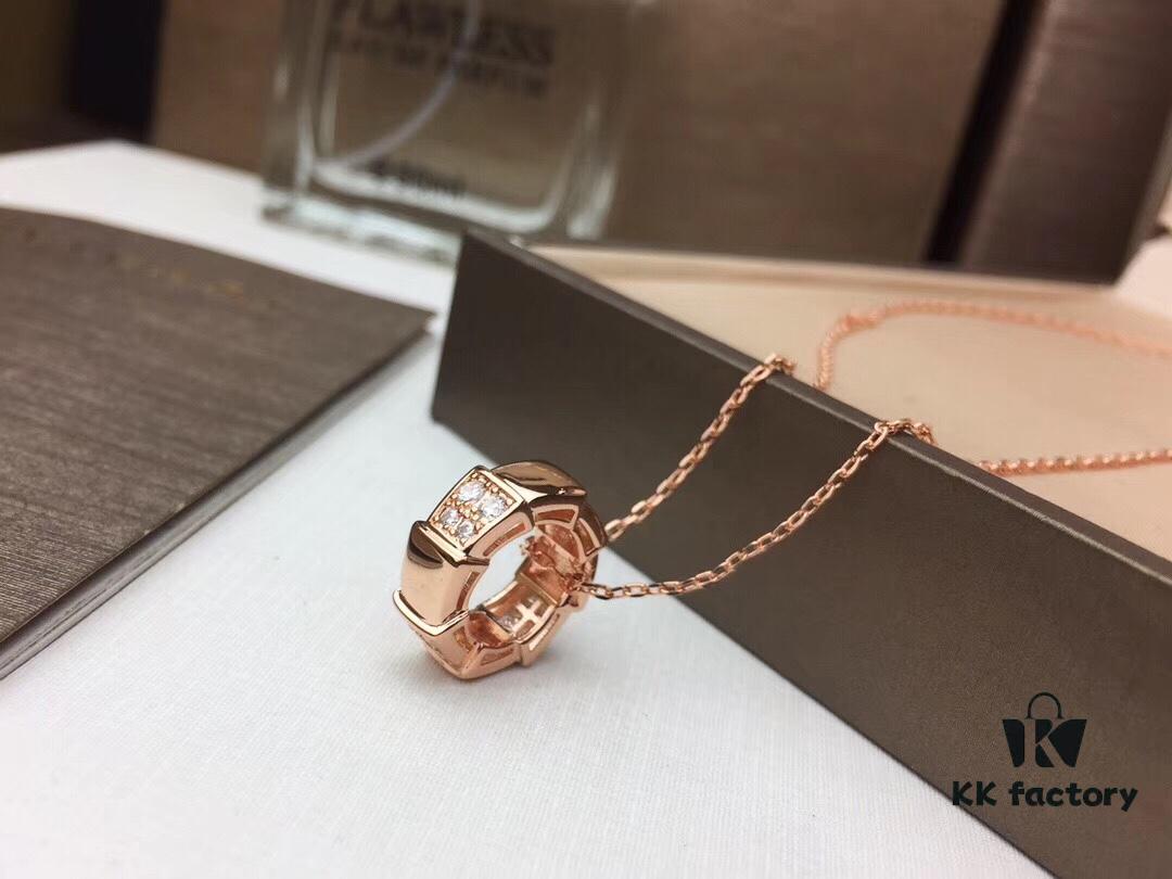 692fc61399f2d84055c88ad6 Bulgari BVLGARI 2019 Sexy Snake Bone Necklace with Diamond-Set Design, Premium Custom Craftsmanship, 18K Rose Gold and White Gold Plated Brass, Original Buckle Design