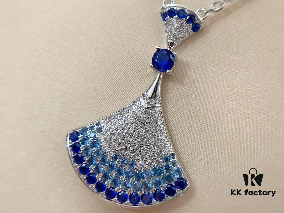 692fc65e99f2d84055c88b6a 🎄Christmas Gift 🎁 BVLGARI Bulgari New Full Diamond Fan Necklace, V-Gold Plated Material