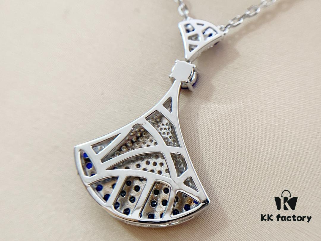 692fc65f99f2d84055c88b6b 🎄Christmas Gift 🎁 BVLGARI Bulgari New Full Diamond Fan Necklace, V-Gold Plated Material