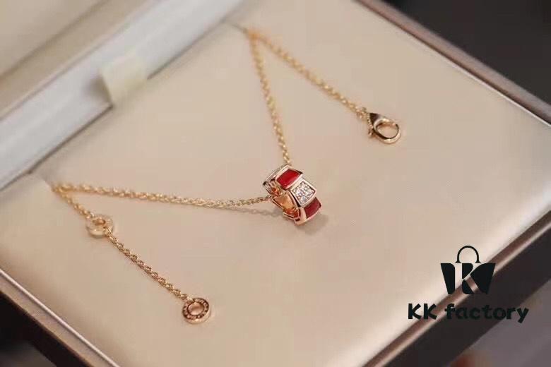692fc68799f2d84055c88bb5 Bvlgari Serpenti Snake Bone Necklace with Red Carnelian and Diamonds