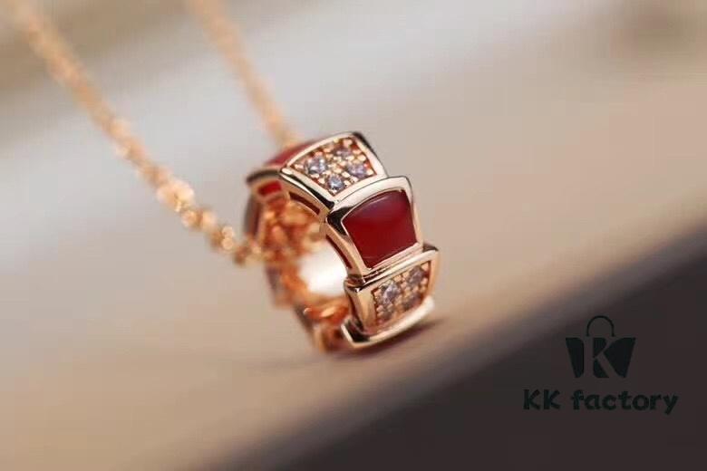 692fc68799f2d84055c88bb7 Bvlgari Serpenti Snake Bone Necklace with Red Carnelian and Diamonds
