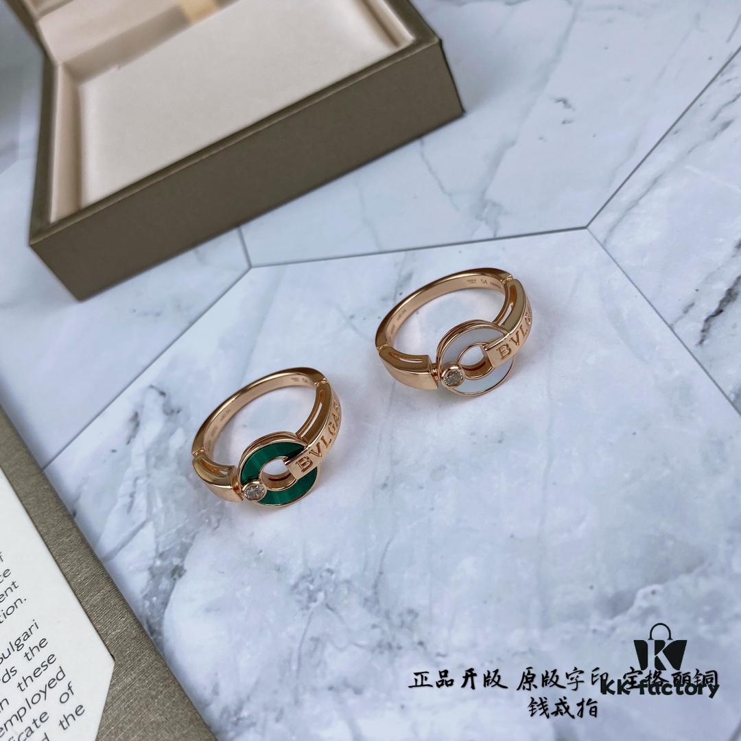 692fc69399f2d84055c88bcd New Arrival 925 Natural White Mother of Pearl 5140180 Natural Peacock Green 5140196 BVLGARI Coin Ring CNC Precision Carved Version