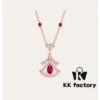 692fc6a499f2d84055c88beb Bvlgari Diva Series Necklace, Same as Wang Ou's Style, Red Diamond, Hollow-out Dress Design, Premium German Imported S925 Sterling Silver with Thick Gold Plating
