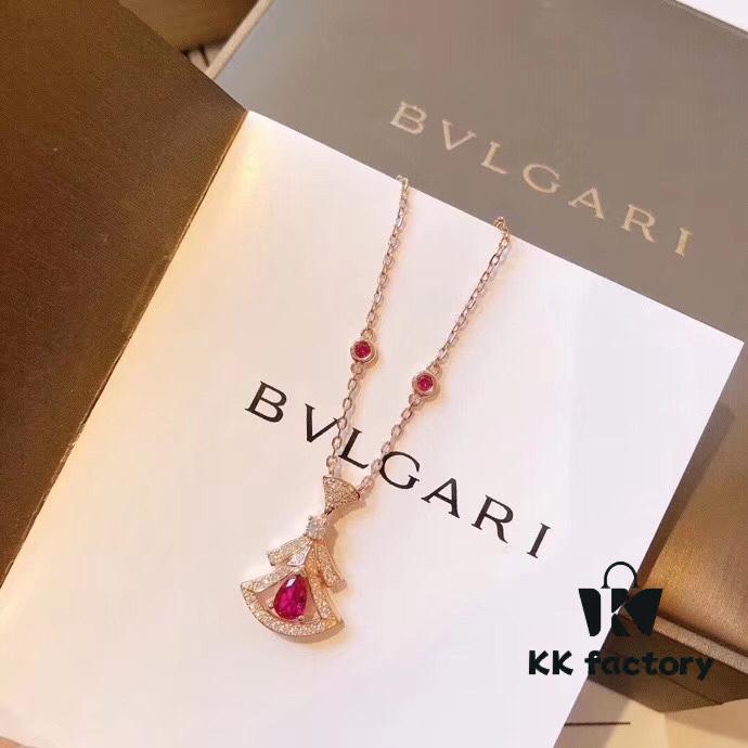 692fc6a799f2d84055c88bf6 Bvlgari Diva Series Necklace, Same as Wang Ou's Style, Red Diamond, Hollow-out Dress Design, Premium German Imported S925 Sterling Silver with Thick Gold Plating