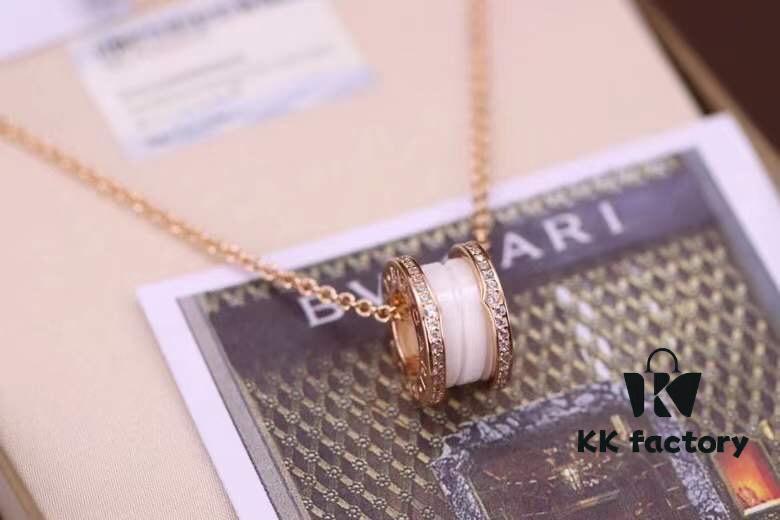692fc6ab99f2d84055c88c02 Bvlgari B.zero1 Pink Gold Full Diamond White Ceramic Necklace