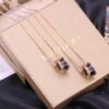 Bvlgari Sterling Silver Full Diamond Rose Gold Black Ceramic Necklace