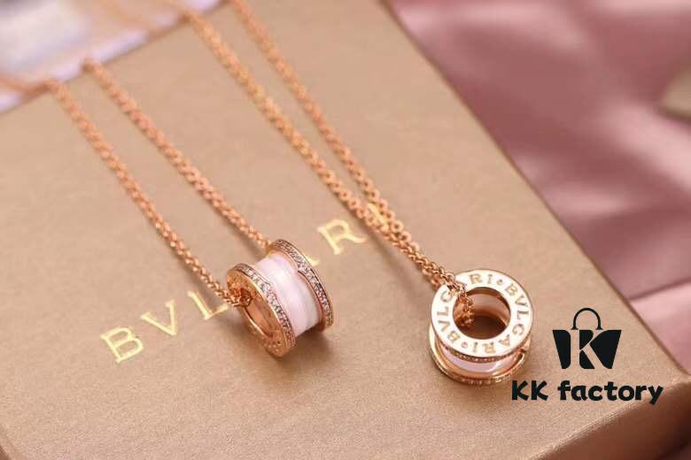 692fc6ad99f2d84055c88c04 Bvlgari B.zero1 Pink Gold Full Diamond White Ceramic Necklace
