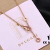 Bvlgari Sterling Silver Full Diamond Rose Gold Black Ceramic Necklace
