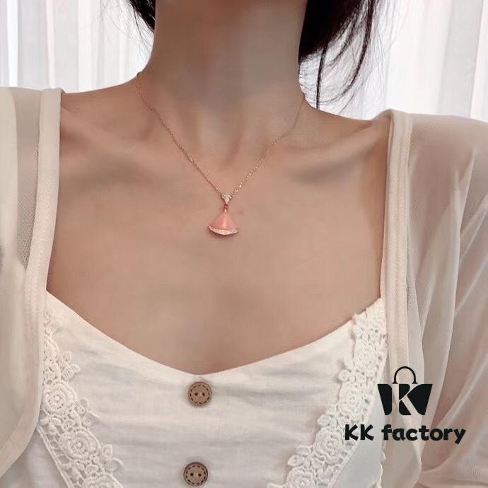 692fc6bb99f2d84055c88c2c Large Sequined Fan Skirt Necklace with Rhinestones, BV Bulgari Style, Four Colors Available, Premium Craftsmanship, In Stock