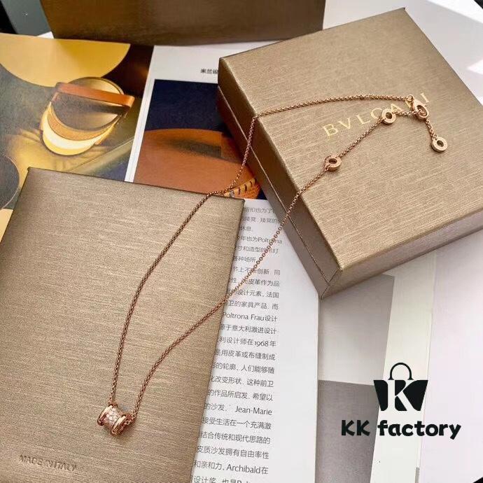 692fc6d499f2d84055c88c6f Bvlgari Serpenti Rose Gold Full Diamond Necklace in 925 Sterling Silver with 18K Thick Gold Plating