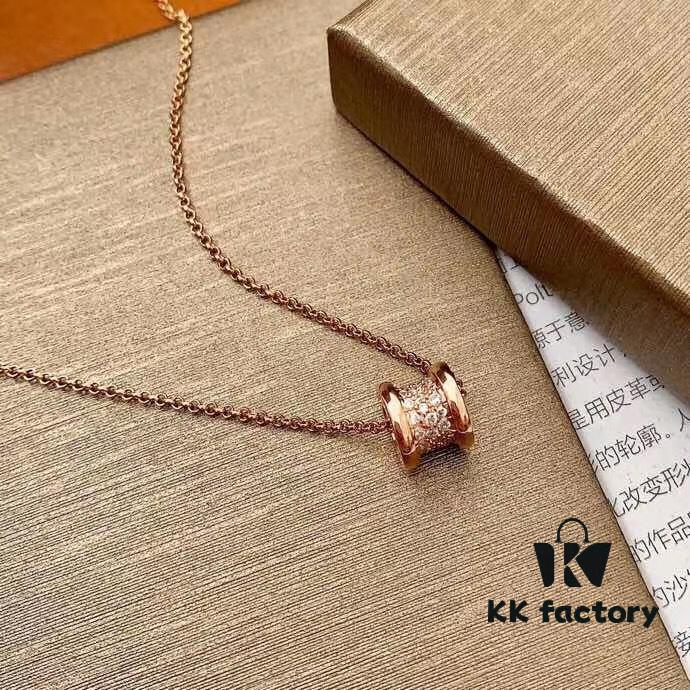 692fc6d699f2d84055c88c75 Bvlgari Serpenti Rose Gold Full Diamond Necklace in 925 Sterling Silver with 18K Thick Gold Plating