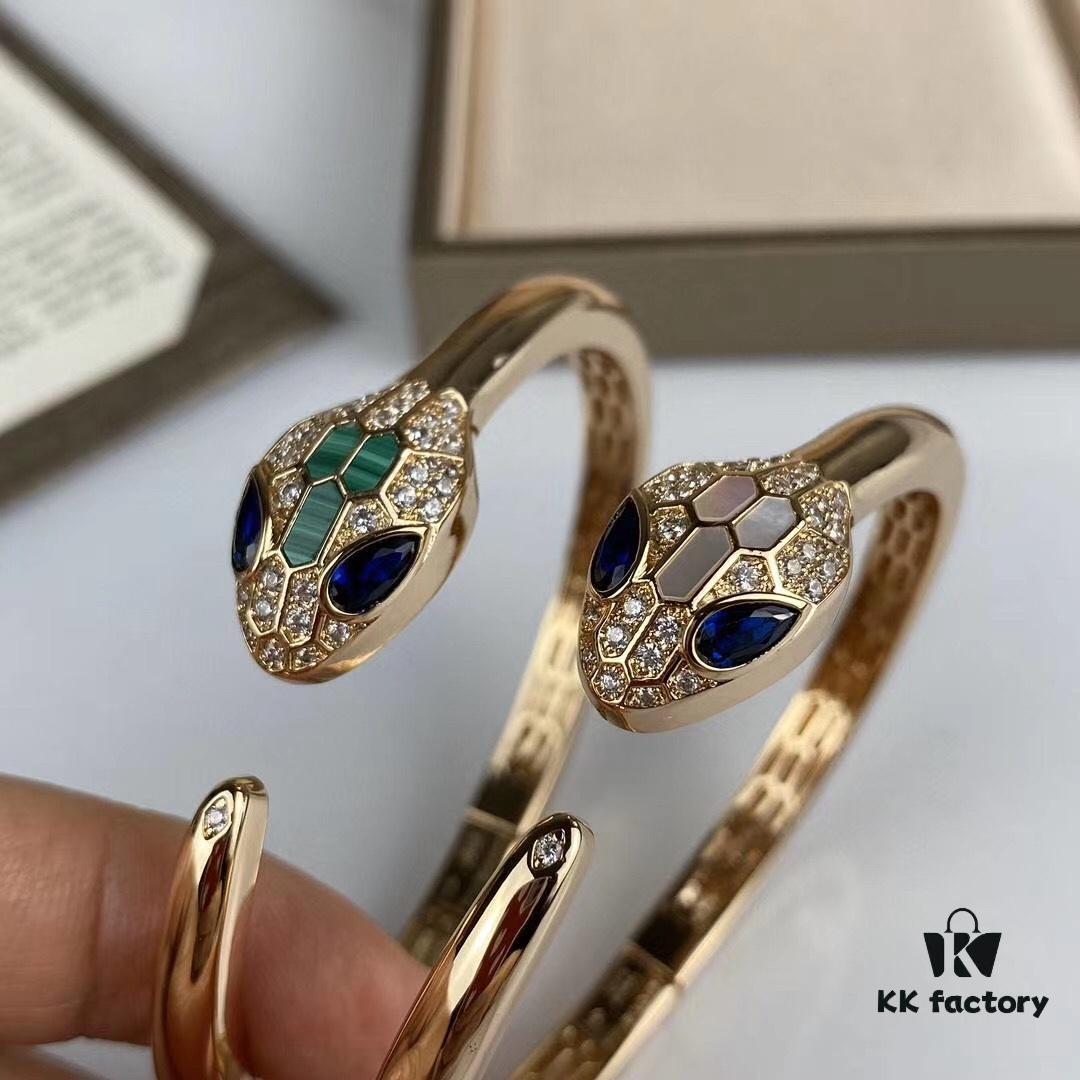 692fc6da99f2d84055c88c83 BVLGARI Natural Malachite + Premium White Mother of Pearl Bracelet, Upgraded Luxury Snake Design with Imported Craftsmanship, High-Carbon Diamonds on Snake Head, Gold Plating, Vivid and Lifelike