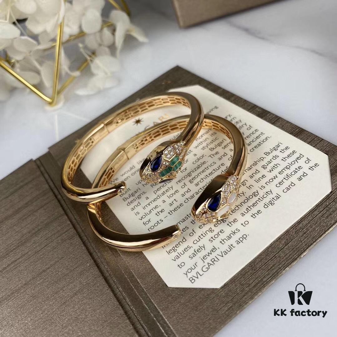 692fc6dc99f2d84055c88c8a BVLGARI Natural Malachite + Premium White Mother of Pearl Bracelet, Upgraded Luxury Snake Design with Imported Craftsmanship, High-Carbon Diamonds on Snake Head, Gold Plating, Vivid and Lifelike