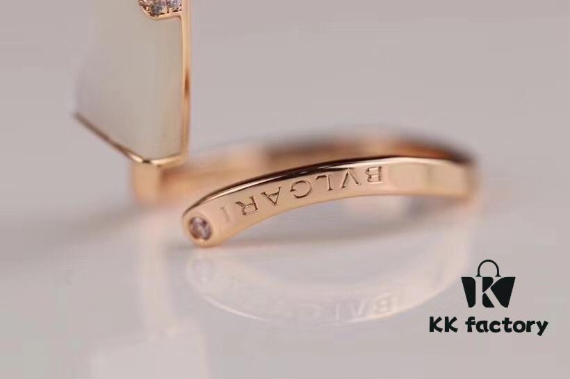 692fc6ef99f2d84055c88cc0 BVLGARI Summer Cool - Bulgari's Latest Ice Cream Ring, Open-Style Ring with S925 Sterling Silver Inlaid with White Mother-of-Pearl, Malachite, and Onyx, 18K Rose Gold Plated, Precise Craftsmanship, Sealed Back with Logo Engraving, Pink for Qixi Festival