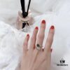 BVLGAR Classic Reimagined: Bvlgari Shell Dress Ring with Serpent Design, Adjustable Silver Gold Plated Ring Featuring Natural Mother of Pearl and Brilliant Diamonds