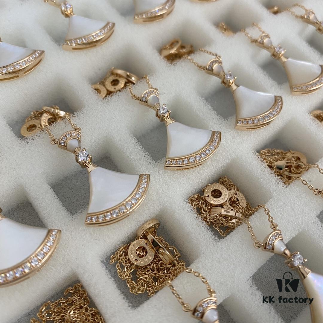 692fc6f599f2d84055c88ccb Bvlgari Large Double Fan Necklace! ZP Prototype, CNC Craftsmanship! Hand-set Stones, Perfect Counter Details with Signature Engraving 🌹 Pure Silver with Mi Gold Plating - In Stock 🌹