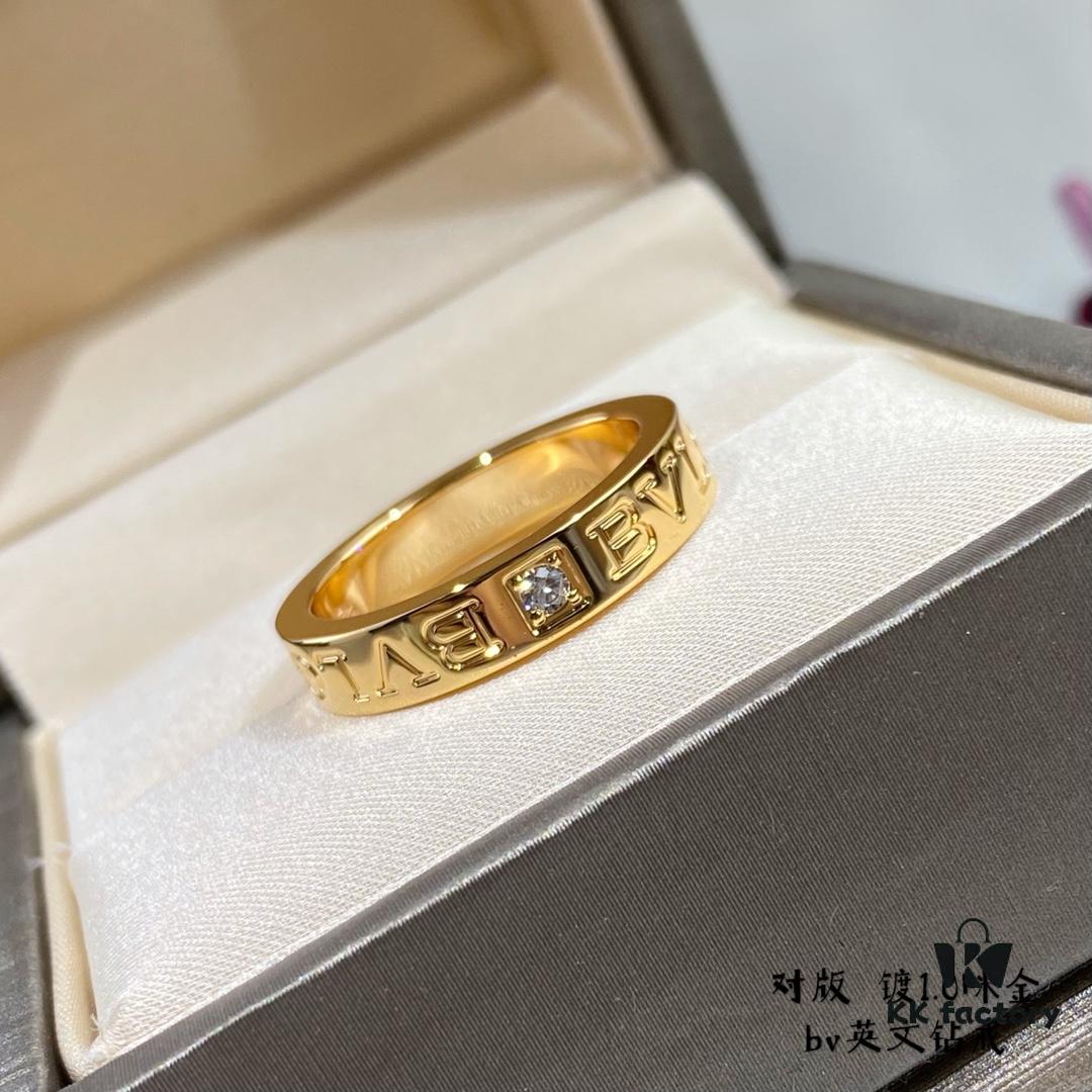 692fc70199f2d84055c88ce3 New Arrival V Gold Plated 1.0 Micron Gold Bvlgari-Style Diamond Ring, Most Popular Design, Eternal Classic, High-End Micro-Paved High-Carbon Diamond Material, Authentic Gold Feel