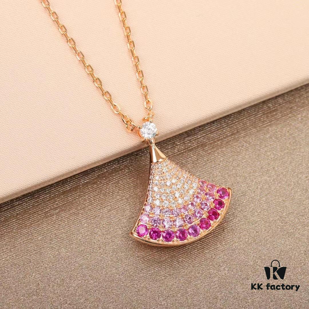 692fc70799f2d84055c88cf7 DIVAS' DREAM Series Necklace BVLGARI Bulgari Limited Edition for Qixi Valentine's Day, 18K Rose Gold with Round Brilliant Diamond (0.07ct), Pink Sapphire (0.57ct), and Pavé Diamonds (0.14ct)