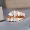 692fc70b99f2d84055c88cfe Bvlgari Serpenti Series White Mother-of-Pearl Diamond-Inlaid Snake Ring, V Gold Material with Imported High-Carbon Diamonds, Hand-Set, Adjustable Unisex Ring