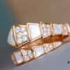 692fc70b99f2d84055c88cff Bvlgari Serpenti Series White Mother-of-Pearl Diamond-Inlaid Snake Ring, V Gold Material with Imported High-Carbon Diamonds, Hand-Set, Adjustable Unisex Ring