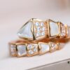 692fc70b99f2d84055c88d01 Bvlgari Serpenti Series White Mother-of-Pearl Diamond-Inlaid Snake Ring, V Gold Material with Imported High-Carbon Diamonds, Hand-Set, Adjustable Unisex Ring