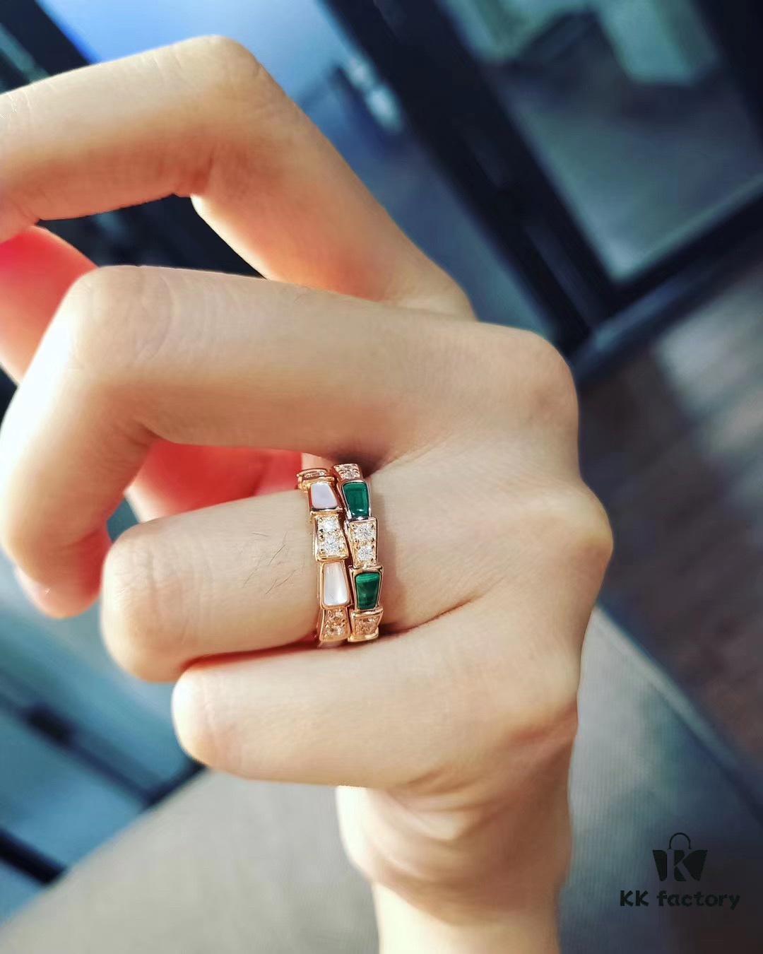 692fc71699f2d84055c88d1c Bvlgari Serpenti Viper Series Smooth Half-Pavé Snakebone Ring