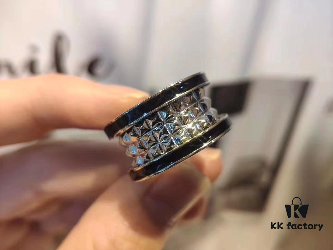 692fc72399f2d84055c88d39 Bulgari! Ceramic Honeycomb Ring, Dual Black Ceramic Couple's Style, S925 Pure Silver Material