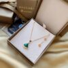 692fc74599f2d84055c88d76 BVLGARI Bvlgari Series Rose Gold Round Stud Earrings and Natural Malachite Fan Pendant Necklace