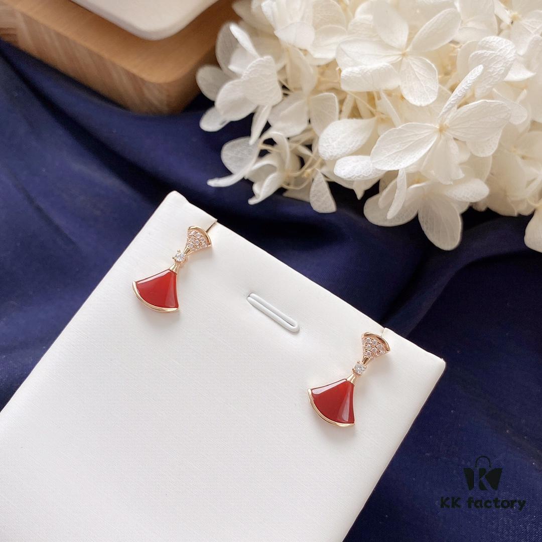 692fc76099f2d84055c88d9b Bvlgari Divas Dream Series Rose Gold Red Stud Earrings - Christmas Limited Edition
