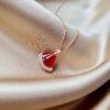 692fc76999f2d84055c88da6 S925 Silver Plated with 18K Gold Bvlgari Divas' Dream Series Natural Red Agate Fan Pendant Necklace