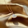 692fc76f99f2d84055c88dae S925 Silver Plated with K Gold Bulgari Divas Dream Series Mother-of-Pearl Fan Pendant Necklace, Champagne Gold and White, Versatile Elegant Style