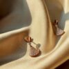 692fc77199f2d84055c88daf BVLGARI Bulgari Series Rose Gold Round Stud Earrings and Sparkling Diamond Fan-Shaped Drop Earrings